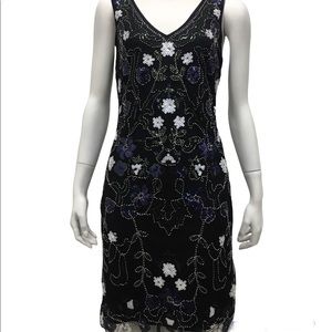 NWT Spense Black Dress w Floral Sequins size 4